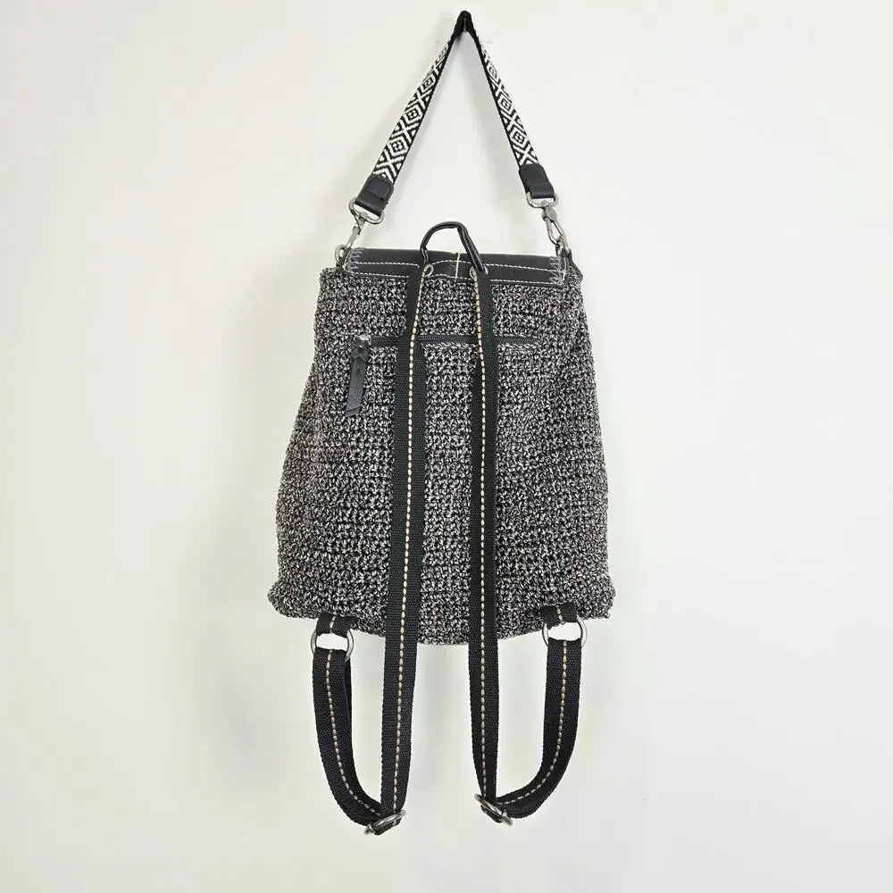 The Sak Marled Woven Bucket Backpack Black Gray